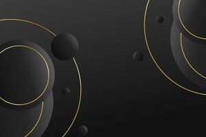 Abstract geometry luxury Black Circle shape background with gold line and planetary. Template background with modern and elegant concept. vector