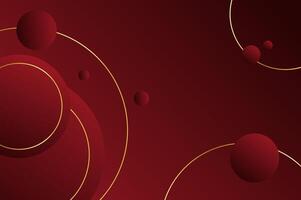 Abstract luxury Red Rose Circle shape background with gold line and planetary.geometry background with modern and elegant concept. vector