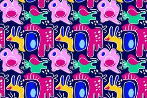 Seamless pattern with playful abstract shapes and vibrant colors, creating a fun and engaging visual vector