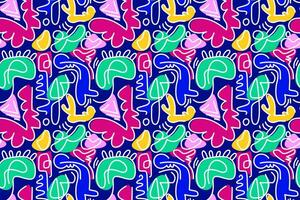 Seamless pattern with whimsical abstract shapes and vibrant colors, creating a playful and energetic visual vector