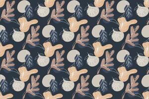 Seamless pattern with abstract floral elements and soft shapes in a calming color palette vector