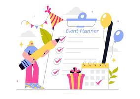 Event Coordinator Illustration with Schedule, Business Strategy, and Time Management vector