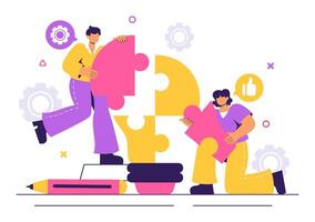 Professional Office Employees Engaging in Soft Skills Development in a Flat Background vector