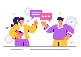 Workplace Soft Skills Concept with Employees Collaborating and Learning vector