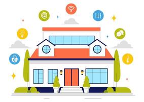 Smart Home Device Control Illustration with Internet of Things Technology vector