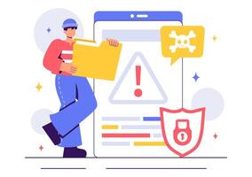 Ethical Hacking Concept Illustration Featuring a Programmer Analyzing Code Vulnerabilities vector