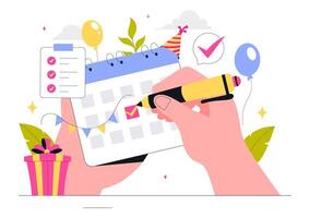 Party Organization Illustration with Event Scheduling and Planning Concept vector