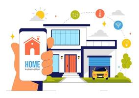 Flat Design of a Home Automation System with Remote Access via Smartphone vector