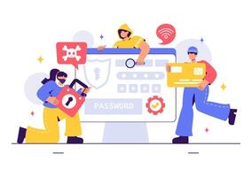 Cybersecurity Protection Illustration Featuring Ethical Hacking and Code Auditing vector