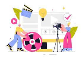 Camera Operator and Videography Services Illustration in a Flat Style vector