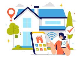 Home Automation System with Smartphone-Controlled Lighting and Security vector