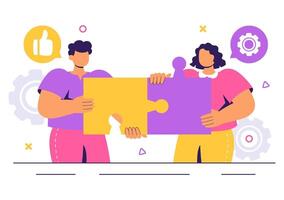 Illustration of Corporate Workers Practicing Communication and Teamwork Skills vector