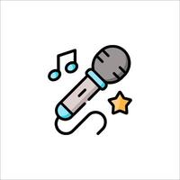 A microphone and music notes icon vector