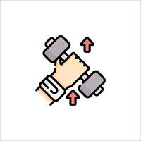 Dumbbells icon with a hand holding a dumbbell vector