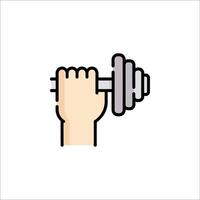 A hand holding a dumbbell icon vector