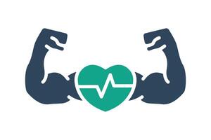 Stamina icon. solid icon style. arm muscles with heart with. icon related to gym and fitness. gym elements illustration vector