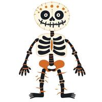 Cute cartoon skeleton with exaggerated features and playful expression, perfect for Halloween or educational purposes vector