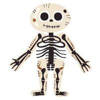 Cute cartoon skeleton character with friendly expression, ideal for Halloween themes or educational purposes. This playful design features exaggerated features and whimsical style vector
