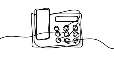 continuous line drawing of office telephone symbol. abstract line art illustration vector