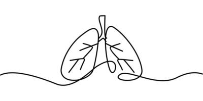 continuous line drawing of lung symbol. abstract line art illustration vector