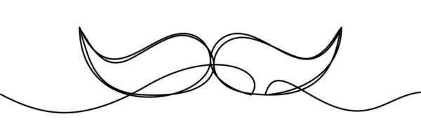 continuous line drawing of mustache symbol. abstract line art illustration vector