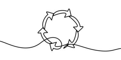 continuous line drawing of jumping arrow symbol in circle. abstract line art illustration vector