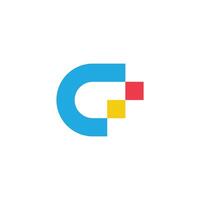 letter c dots squares colorful pixel logo vector