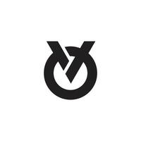 letter ov simple overlapping geometric line logo vector