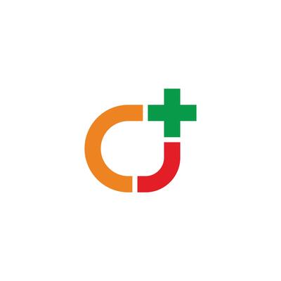 letter cj plus medical colorful process logo