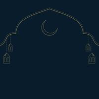 islamic concept banner with gold frame, arab window on dark background with copy space. Hanging golden vector