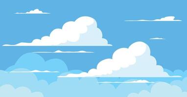 Sky with clouds background, cloudy illustration, nature landscape flat style vector