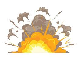 Explosions and flame blazing, burst or blast, smog, Wave with fire and clouds, effect of detonation vector