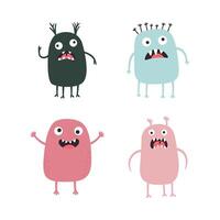 Set of Colorful Funny Crazy Ugly Monster Mascot Cartoon Character with Humor Happy Expression vector