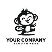 black monkey logo design with happy expression vector