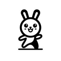 A black and white bunny icon on a white background vector