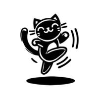 A black and white cat dancing on a white background vector