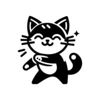 A black and white cat with a star on its head vector