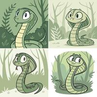 Set of snakes in cartoon style vector