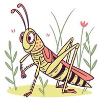 Grasshopper in cartoon style vector