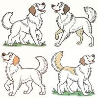 Set of happy dogs in cartoon style vector
