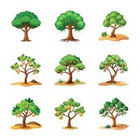 Tree set isolated on white vector