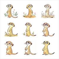 Set of meerkats cartoon vector