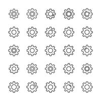 Flat gear icon set vector