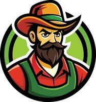 a cartoon farmer with a beard and hat vector