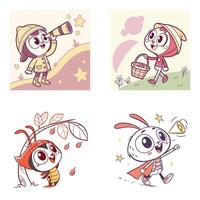 Cute cartoon characters set vector