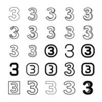 Number 3 icon set vector