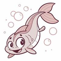 A sticker template with cute fish vector