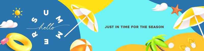 Summer web banner tropical beach vibes background with beach decoration vector
