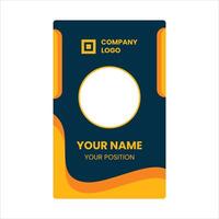A business card with a yellow and blue background vector