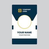 A business card with a yellow circle and a blue background vector